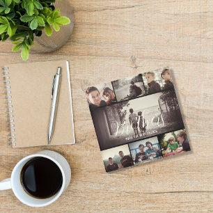 Modern Brother Best Friends Dark Photo Collage Glass Coaster