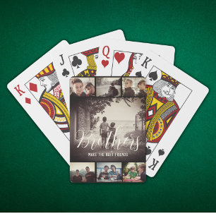 Modern Brother Best Friends Dark Photo Collage Playing Cards
