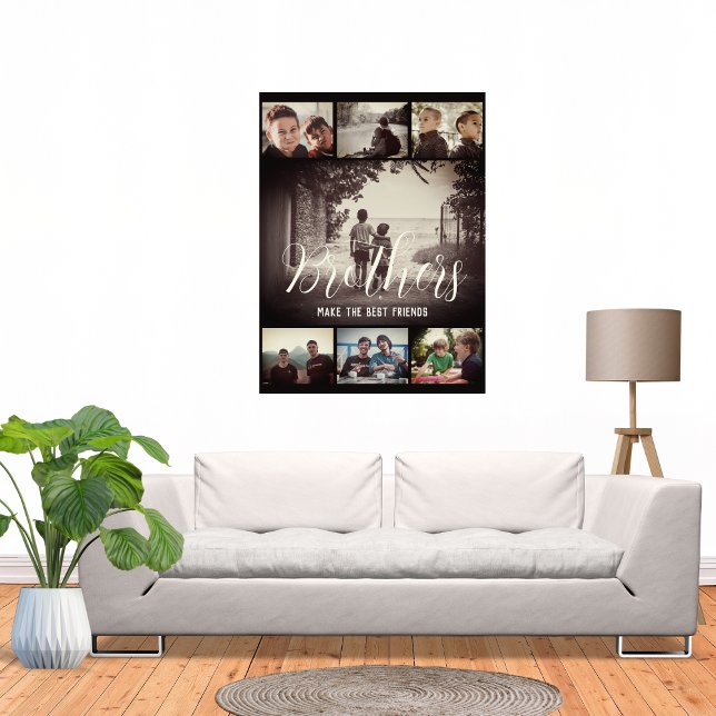 Modern Brother Best Friends Dark Photo Collage Poster (Creator Uploaded)