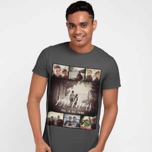 Modern Brother Best Friends Dark Photo Collage T-Shirt