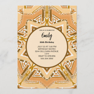 Modern Brown Abstract Geometric Pattern Invitation