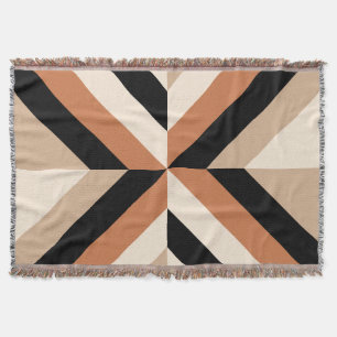 Modern Brown and Black Colour Block Throw Blanket