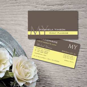 Modern Brown and Cream with Initials Professional Business Card