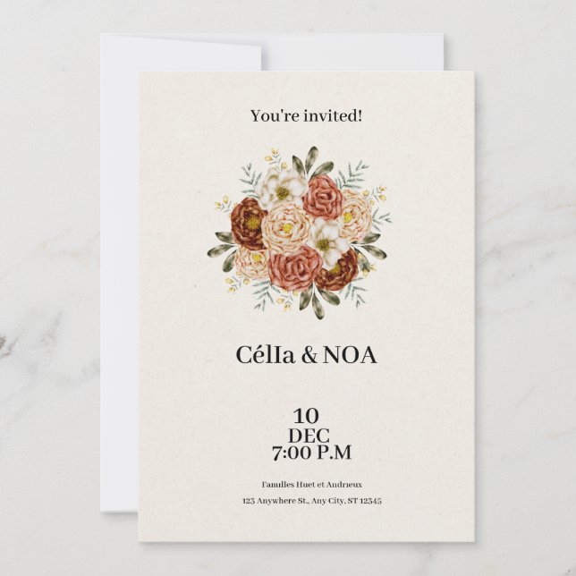 Modern Brown and Green Wedding Invitation (Front)