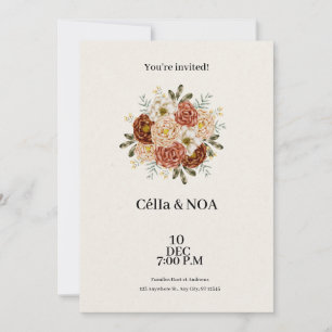 Modern Brown and Green Wedding Invitation