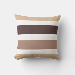 Modern Brown And White Cabana Stripe Outdoor Pillow