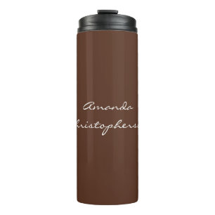 Modern Brown Background Script Add Name Thermal Tumbler