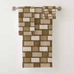 Modern Brown & Beige Abstract Geometric Shapes Bath Towel Set<br><div class="desc">Modern rectangle geometric pattern in shades of brown and beige Bath Towel Set.</div>