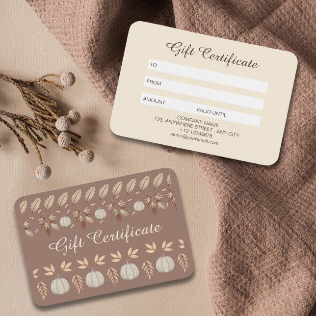 Modern Brown Beige Fall Pumpkin Spice Gift Card  (Creator Uploaded)
