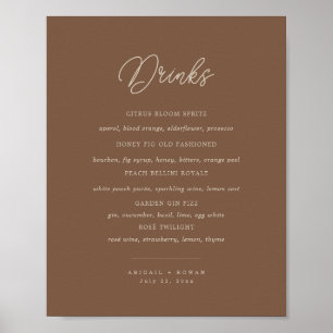 Modern Brown Beige Minimalist Bar Menu Sign