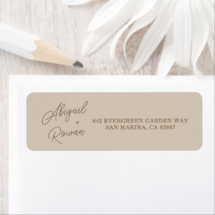 Modern Brown Beige Minimalist Return Address Label