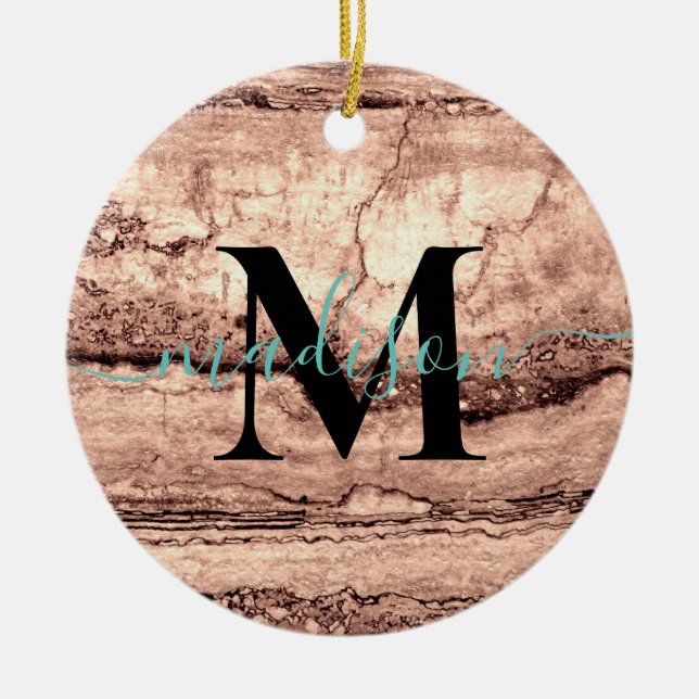 Modern brown beige sepia burnt orange granite  ceramic ornament (Front)