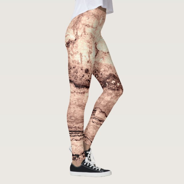 Modern brown beige sepia burnt orange granite  leggings (Right)