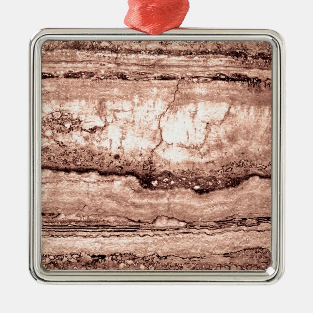 Modern brown beige sepia burnt orange granite  metal ornament (Front)