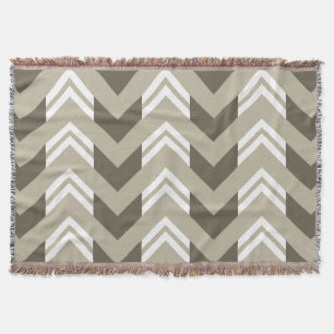 Modern Brown, Beige, White Chevron Pattern Throw Blanket