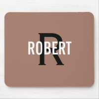 Modern brown black monogram name men's