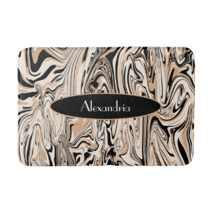Modern Brown Black Watercolor Stylish Personalize Bath Mat