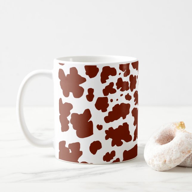 Modern Brown Cow Spots Print  Coffee Mug (With Donut)