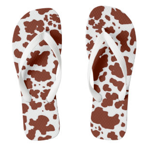 Modern Brown Cow Spots Print Cowboy Farmer Flip Flops