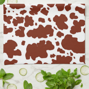 Modern Brown Cow Spots Print Cowboy Kitchen Towel
