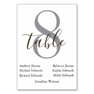 Modern Brown Daytime Wedding Table Seating Chart Number