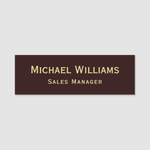 Modern Brown Faux Gold Employee Business Office ID Name Tag