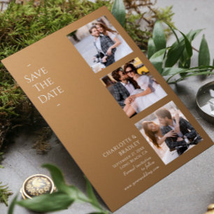 Modern Brown Four Photo Wedding Save The Date