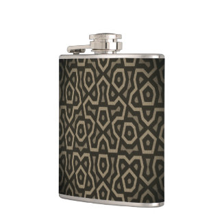 Modern Brown Geometric Pattern Vinyl Wrapped Flask