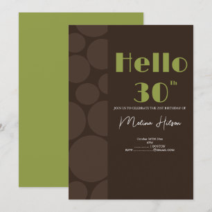 Modern Brown & Green Birthday Invitation