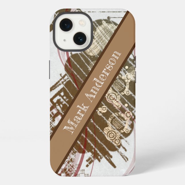 Modern brown grunge style custom iPhone case (Back)