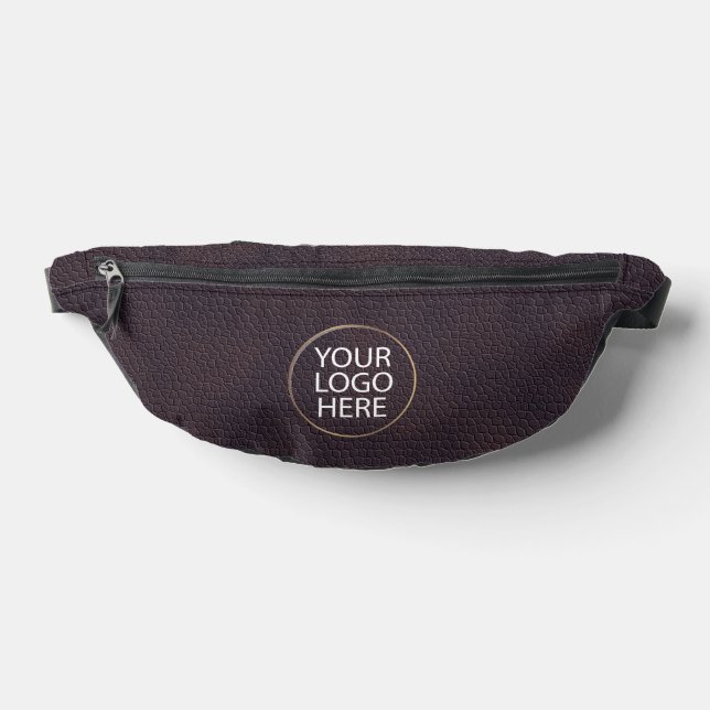 Modern Brown Leather  Business Logo Name Fanny Pack (Lay Down)