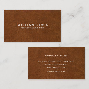 Modern Brown Leather Minimal Business Card