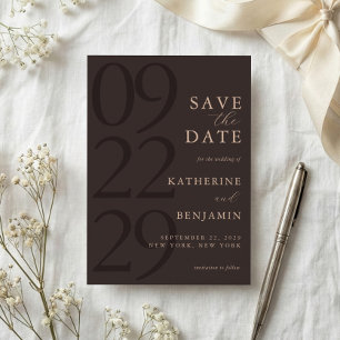 Modern Brown Minimalist Wedding Save The Date