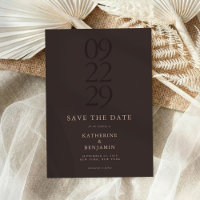 Modern Brown Minimalist Wedding Save The Date