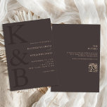 Modern Brown Monogram All in One Wedding Invitation<br><div class="desc">Easily personalize your wedding invitations with this editable template. Features minimal elegant typography design in brown colour.</div>