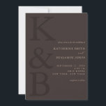 Modern Brown Monogram All in One Wedding Invitation<br><div class="desc">Easily personalize your wedding invitations with this editable template. Features minimal elegant typography design in brown color.</div>