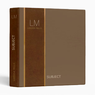 modern brown monogram binder with custom subject