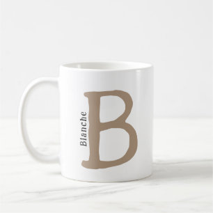 Modern Brown Monogrammed Initial & Name Coffee Mug