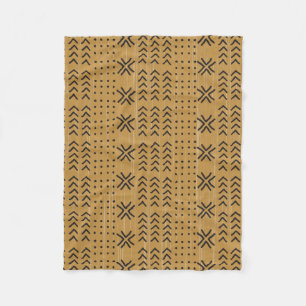 Modern Brown Mudcloth African Pattern Fleece Blanket