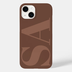 Modern brown natural initial minimal contemporary  Case-Mate iPhone 14 case