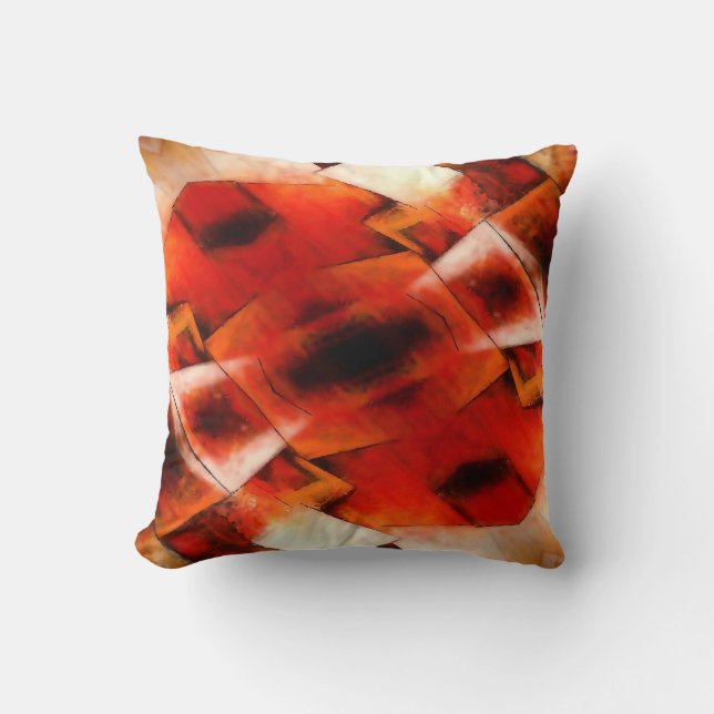 Modern Brown Orange Red Soft Abstract Throw Pillow (Front)