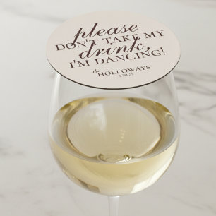 Modern Brown Personalized Cocktail Hour Wedding Round Paper Coaster