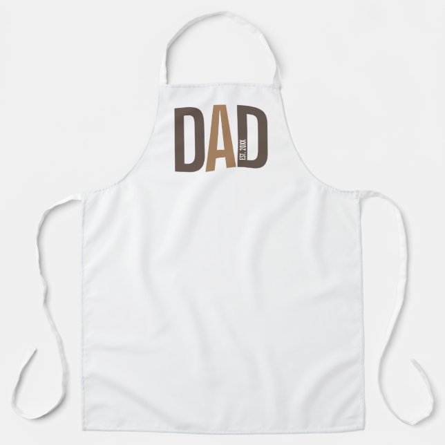 Modern Brown Personalized Dad Established Apron (Front)