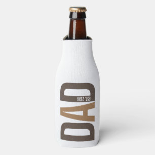 Modern Brown Personalized Dad Established Bottle Cooler