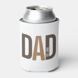 Modern Brown Personalized Dad Established Can Cooler