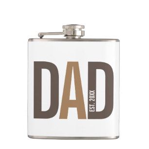 Modern Brown Personalized Dad Established Hip Flask