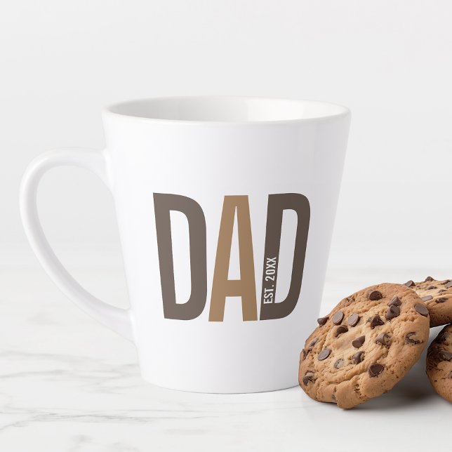Modern Brown Personalized Dad Established Latte Mug (Creator Uploaded)