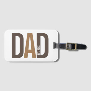 Modern Brown Personalized Dad Established Luggage Tag
