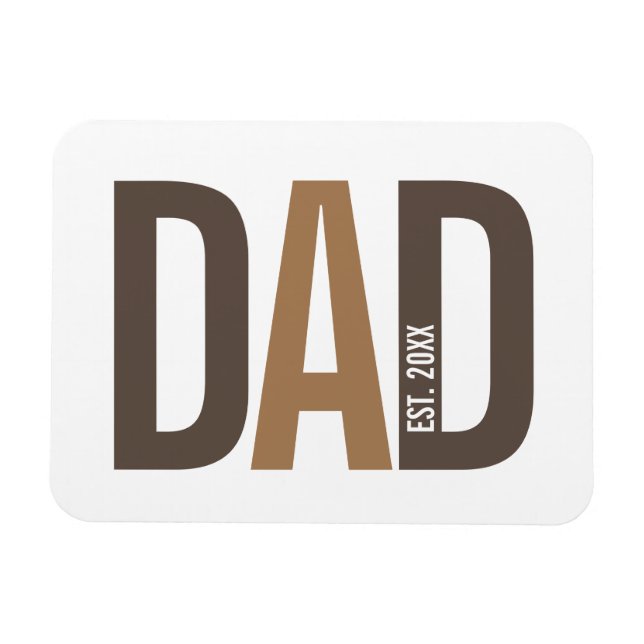 Modern Brown Personalized Dad Established Magnet (Horizontal)