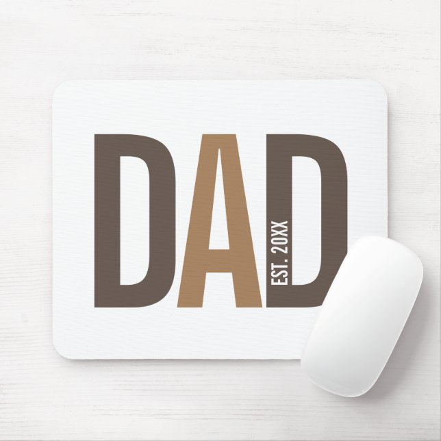 Modern Brown Personalized Dad Established Mouse Pad (With Mouse)